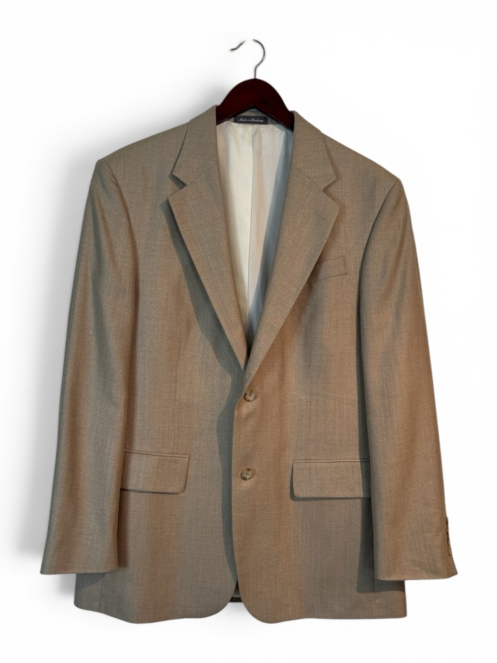 Oscar de la Renta Silk Wool Blazer 41R Tan Beige Sport Coat Luxury Mens Jacket